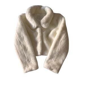 Unreal Fur Cropped Winter White Coat. XS